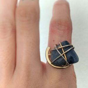 Blue Stone gold wrap adjustable ring